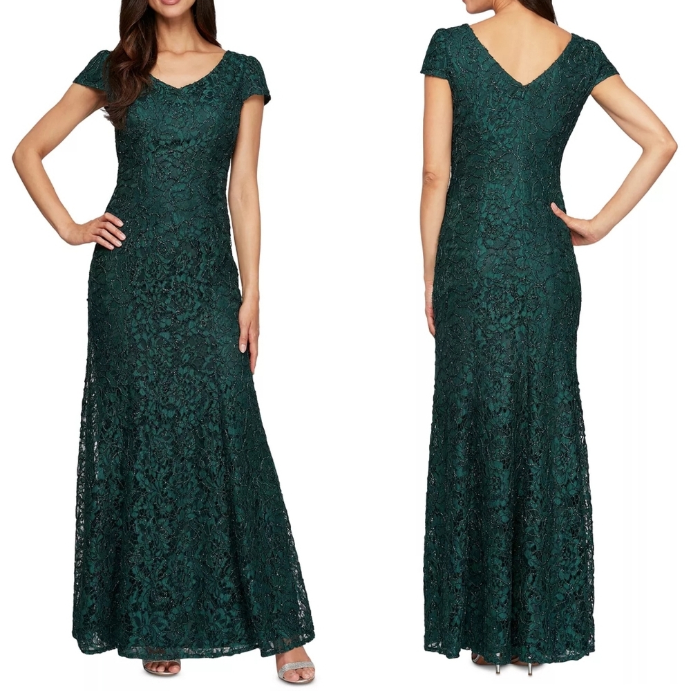 ALEX EVENINGS Beaded Lace Mermaid Gown, Womens Size 6